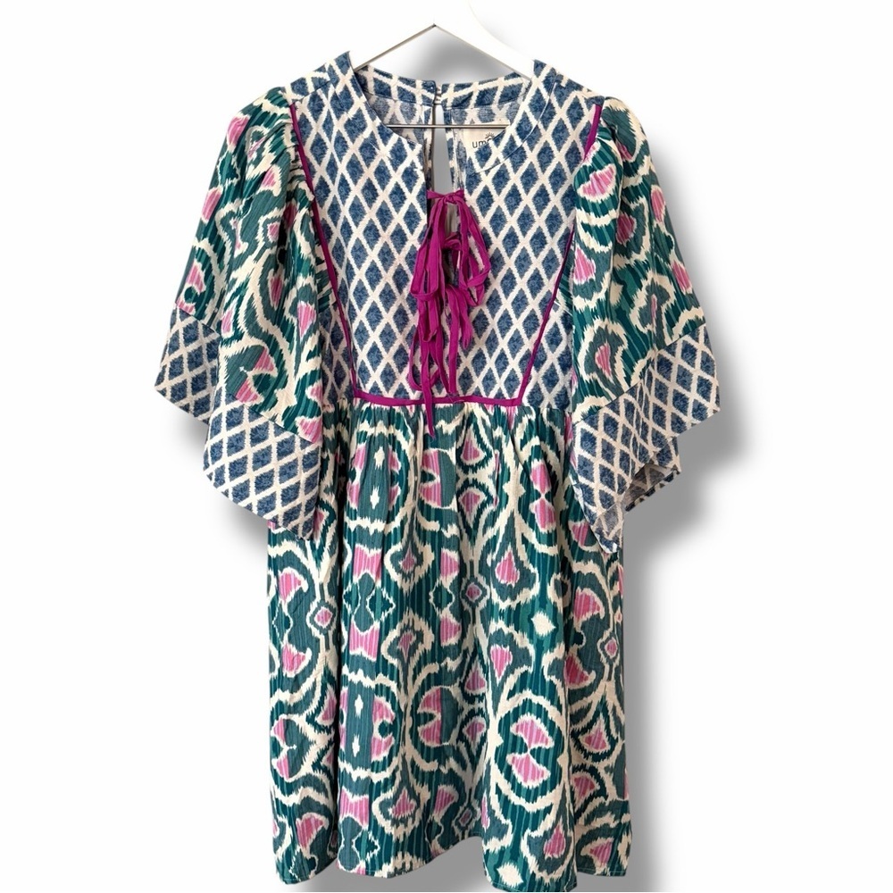 Umgee Babydoll Emerald Stroll with Me Dress Size Small NWT Pink